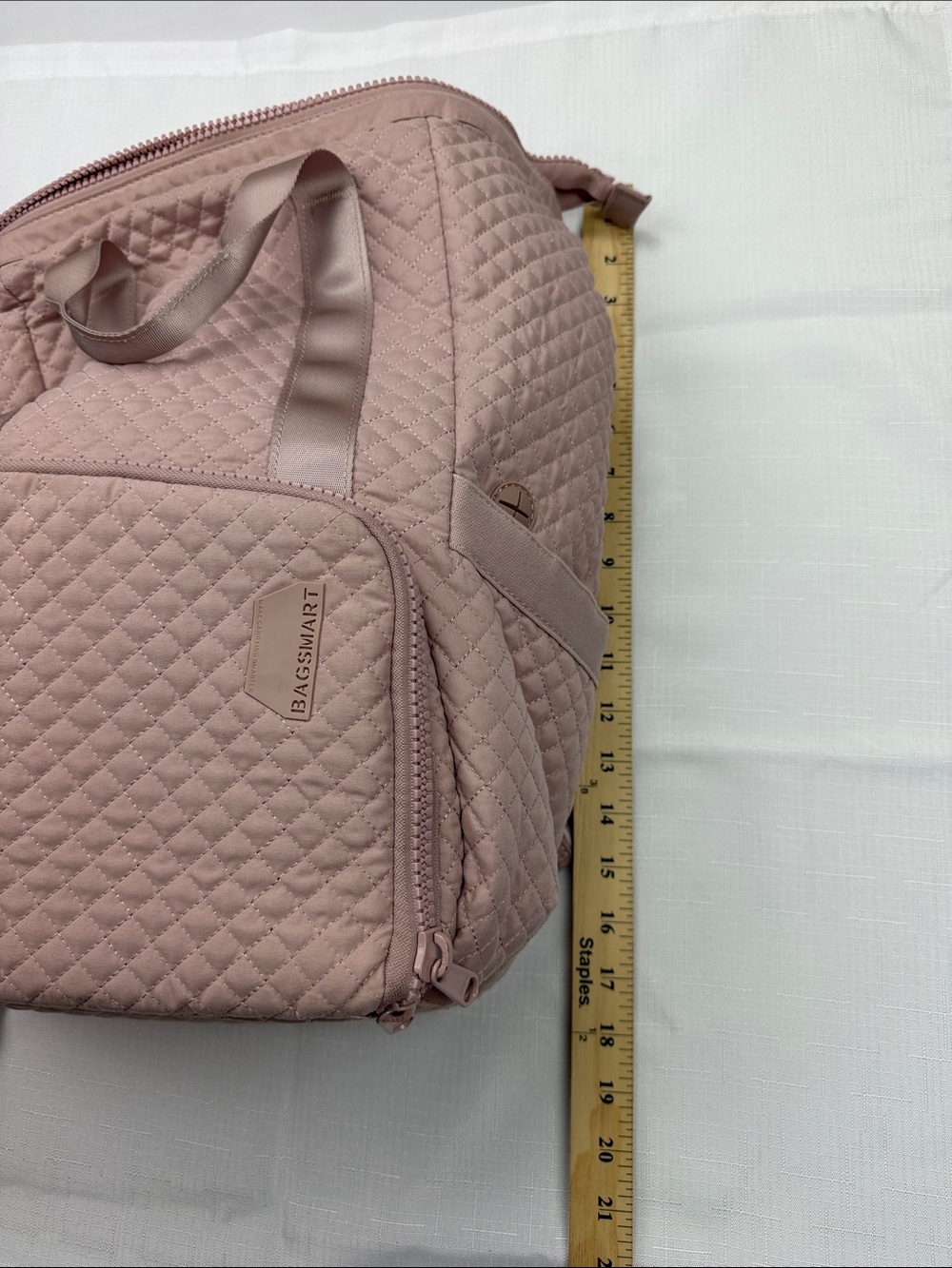 Bagsmart Quilted Blush Pink Backpack - Picture 6 of 10